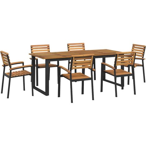 Maison Exclusive - Set Pranzo da Giardino 7 pz Legno Massello di Acacia e Metallo