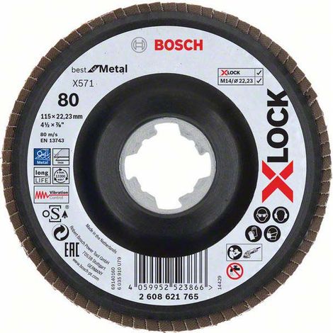 Bosch PRO X571 X-Lock Fächerschleifscheibe 115 mm G80 - 2608621765 (1/5)