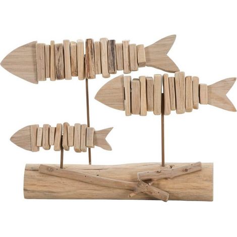 Scultura pesci nature cm 37X10X24 - TRIS FISH (1/5)