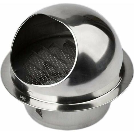 Aérateur Rond en Acier Inoxydable avec Grille - Sortie d'Évacuation Mural pour Ventilation, 100mm (1/4)