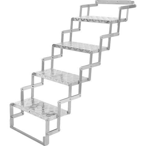 Escalera plegable de aleación de aluminio, 4 peldaños, capacidad de 110 kg, diseño plegable, peldaños antideslizantes. (1/5)