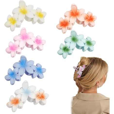 Set da 6 pezzi, fermagli per capelli hawaiani antiscivolo con motivo floreale da donna, graziosi fermagli per capelli spessi e sottili, adatti a donne con diverse tonalità di pelle. (1/4)