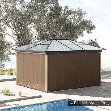 4 pareti laterali per gazebo 3x2 m con ganci e tende senza finestre per tenda da giardino esterna per feste, colore marrone