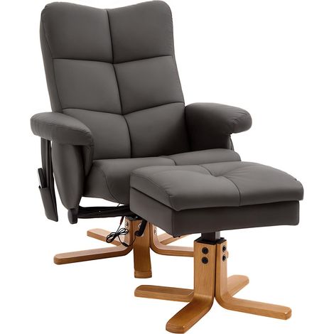 Fauteuil inclinable avec repose-pieds, fauteuil TV pivotant à 360° avec fonction massage, fonction inclinable, fauteuil de massage avec poche latérale, fauteuil TV, similicuir pour salon, marron