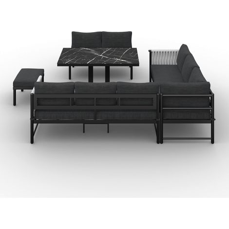 Mömax Dining-Loungeset Polly Schwarz Outdoorstoff/Metall (1/5)