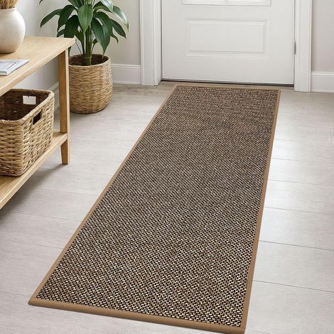 Tapis Cuisine Devant Evier 45x120cm, Tissé Résistant Antidérapant et Lavable, Tapis de Passage Facile à Nettoyer pour Couloir, Buanderie, Salle de Bains, Marron (1/5)