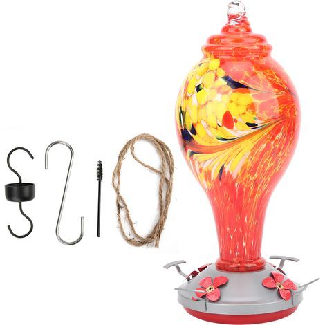 Distributeur de Nectar Coloré pour Colibris - Mangeoire en Verre pour Jardin Extérieur (1/5)