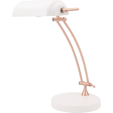 LAMPARA DE MESA E27 BLANCO   COBRE