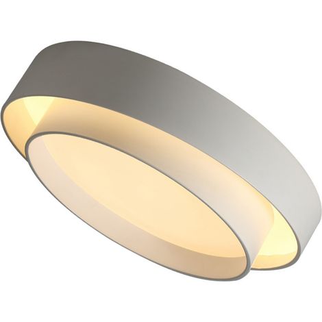 Plafonnier rond encastré à double anneau, éclairage chaud, pour couloir ou intérieur, blanc. (1/5)