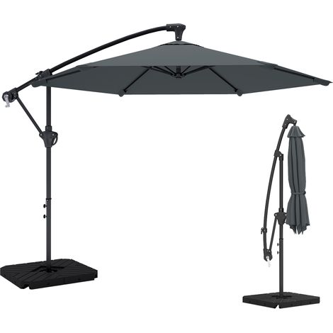 Vendredi noir Parasol déporté Ø3 m avec pied croix et dalles, version pratique (1/5)