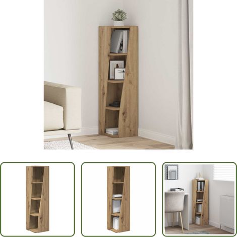 Rangement - Meuble d'angle Chêne artisanal 27,5x27x102cm Bois d'ingénierie (1/5)