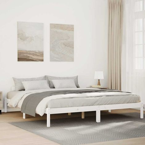 Cadre de lit extra long sans matelas 180x220 cm bois massif pin (1/5)