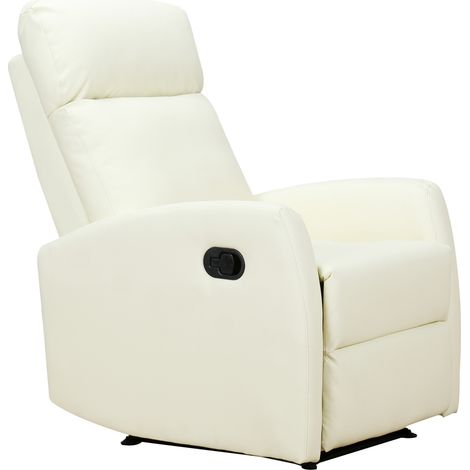 Poltrona Relax Reclinabile 165° con Poggiapiedi Regolabile Ergonomica in pelle PU, 65 × 92 × 100cm Crema (1/5)
