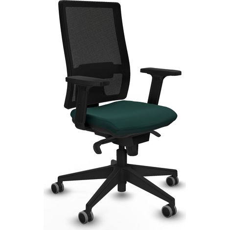 Horna sincro malla negra similpiel verde botella brazos 2D base piramidal  ruedas 65mm engomadas (1/5)