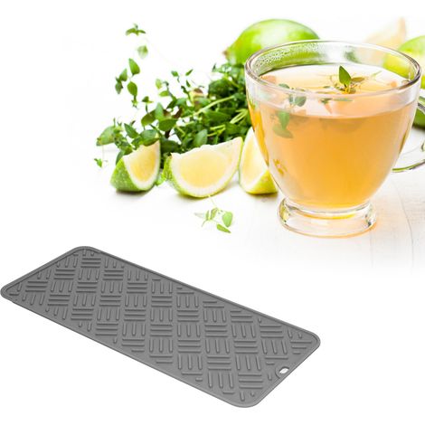 Tapis isolant thermique en silicone pour bureau, anti-brûlure, imperméable, pour la cuisine (gris, 45 x 20 cm) (1/5)