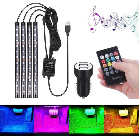 Auto Innenbeleuchtung LED 4x RGB Streifen mit Fernbedienung & USB (1/5)