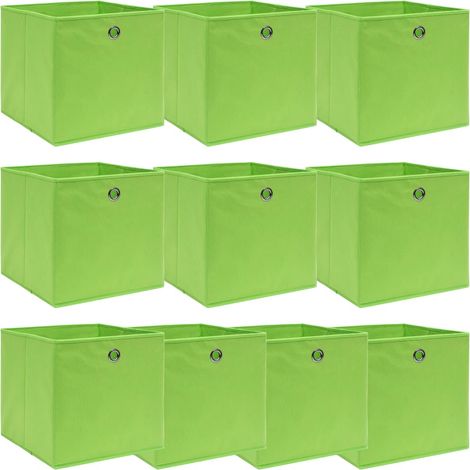 Boîtes de rangement 10 pcs Vert 32x32x32 cm Tissu