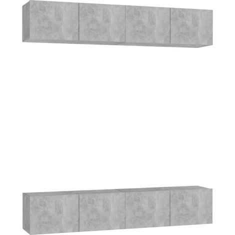 Mobile TV multimediale scaffale per televisione credenza televisione sala da pranzo soggiorno camera da letto 4 pezzi 80 x 30 x 30 cm derivati del legno grigio 020028718