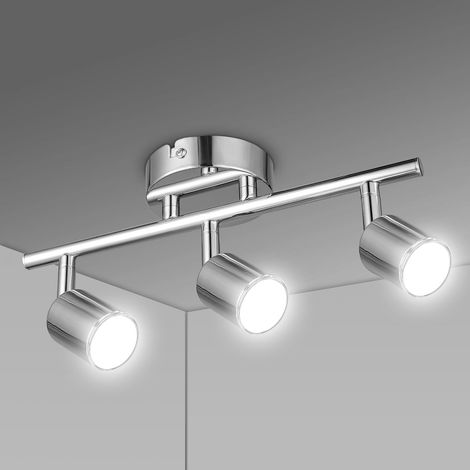 Spot de Plafond GU10, Rond Plafonnier LED, Spots et Rails de Spots, Suspension Luminaire Spot Led, pour Interieur Cuisine Chambre Salon, Livré Sans Ampoules (Longue à trois têtes) (1/5)