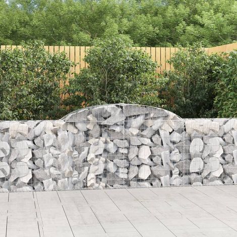 Paniers à gabions arqués 20 pcs  Mur en gabion Clôture de gabion 300x30x80/100 cm fer galvanisé 60446