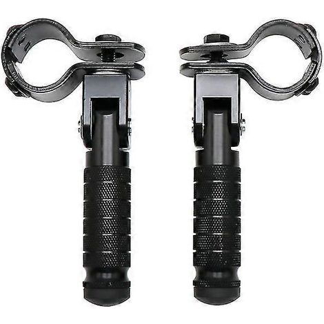 CNC-gefräste Aluminium-Motorradpedale, 8 mm, universell, klappbar, Fußraste für Motorräder, Mopeds, Karts, Roller – Schwarz (1/5)