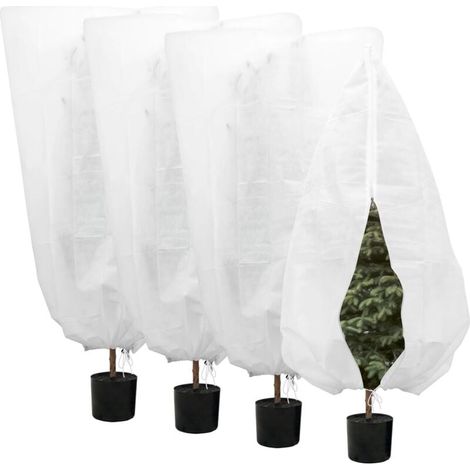 Lot de 4 housses hivernales pour plantes extérieur 100x120 cm, avec cordon et zip, réutilisables (1/4)