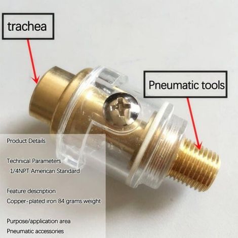 Lubrificateur Pneumatique - 1/4 Pouces NPT - Pour Outils Pneumatiques - Aluminium - 55 Mm - 3 Pièces (1/4)