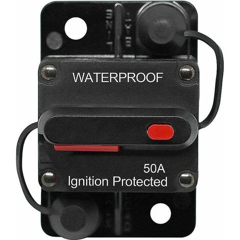 Disyuntor para coche de 30 A a 150 A, CC 12 V a 48 V, resistente al agua, con reinicio manual, para coche, barco, motocicleta, estéreo, audio, motor, 50 A