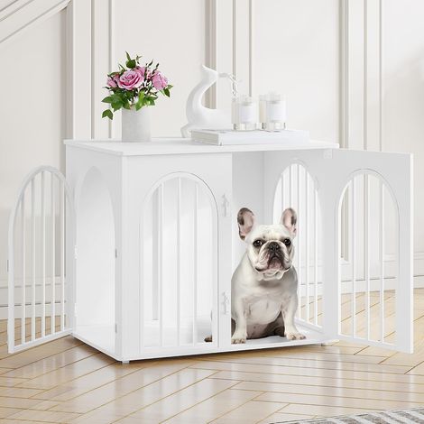 Cage pour chien moderne 68x49x56 cm – 3 portes – Bois d'ingénierie et métal – Anti-mastication et anti-évasion (1/5)