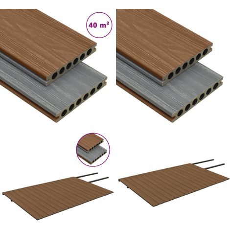 WPC Terrassendielen mit Zubehör Braun und Grau 40 m² 4 m - WPC Terrasse - Holz-Kunststoff
