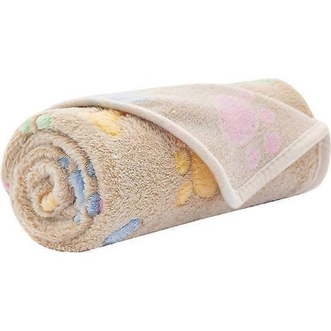 1. Weiche Fleece-Hundedecke mit Pfotenabdruckmuster, flauschiger Bettbezug, hellbeiges Kissen für einen bequemen Schlaf (159 Zeichen)