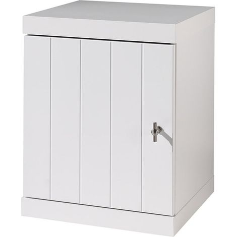 CLEO - Chevet 1 Porte Réversible Effet Lambris Blanc Laqué (1/2)