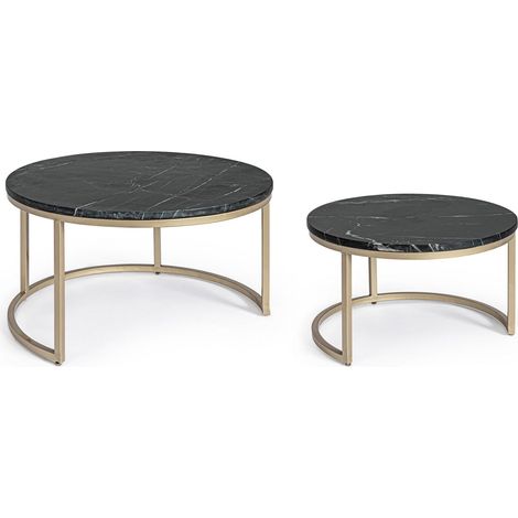 Tavolini "Prescott" struttura in acciaio con piano in marmo per interni -Ø 67.5 cm (1/4)
