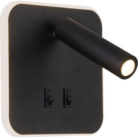 LED-Nachttischlampe, Wandleuchte für Hotelzimmer, Wandleuchte fürs Bett, Flurleuchte mit Schalter, Schwarz 3W + 10W (quadratisch) Weiß, einteilig (1/5)