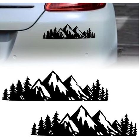 10 autocollants décoratifs pour voiture - Forêt et montagne enneigée - Noir (1/2)