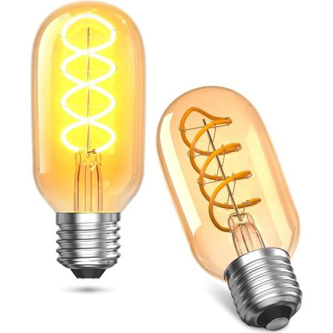 Dimmable Vintage Ampoule LED E27, 4W Rétro Edison Ampoule Spiral LED Filament Blanc Chaud 2700K Equivalent à 40W, Antique Ampoule Decorative Pour Café Bars Restaurant (Verre Ambré, Lot de 2 [Classe én (1/5)