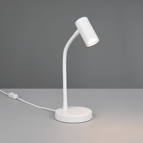 Lampe de bureau moderne blanche à bras flexible, spot GU10 mini, métal (1/3)