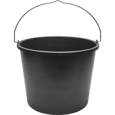 Garronda Baueimer 5 Pack 16 L – robuster Mörteleimer aus recyceltem Kunststoff mit Metallhenkel, stabiler Putzeimer und Maurerkübel für Baustelle, Garten und Haushalt GD-0168