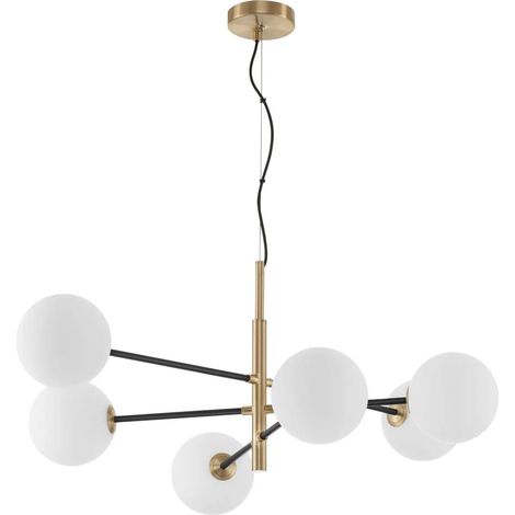 [NEUWERTIG] B-Ware Nova Luce Pendelleuchte Hängeleuchte Vitra Gold Glas Dimmbar 6 Flammig G9 Led