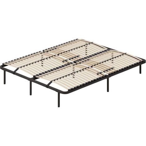 Sommier résistant à lattes réglables + pieds inclus 140X190 cm (1/5)