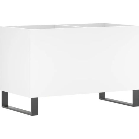 Armoire à disques classique rangement vinyles 74,5 x 38 x 48 cm en bois d'ingénierie blanc (1/5)