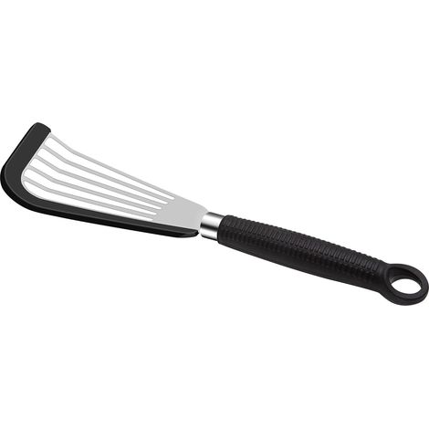 Fischkübel, Edelstahl-Kocheimer mit Silikonrand und Rillen, antihaftbeschichtet, BPA-frei, hitzebeständig, dünner Rand, ideal zum Wenden von Fisch auf dem Grill, spülmaschinenfest (Silikongriff, schwa