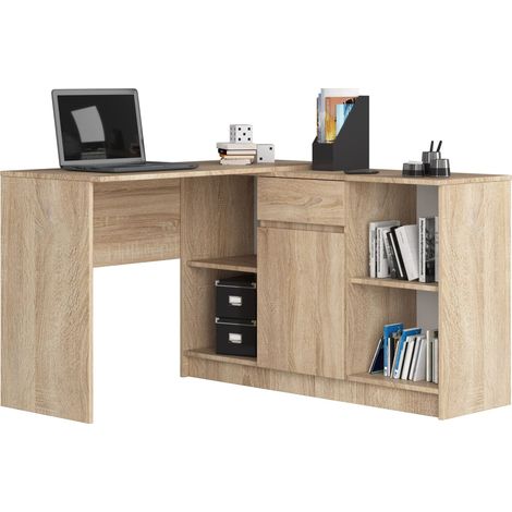 Eck-Schreibtisch AKORD B17 2-in-1 Kombination mit Kommode in der Farbe Sonoma-Eiche Schublade und 6 Ablagen B120 x H79 x T126 cm (1/5)