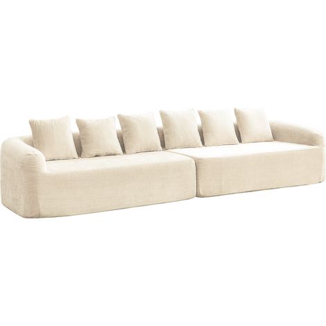 Canapé modulaire compressible en tissu chenille, garni de mousse très élastique 30D. Facile à déplacer et doté d’un dessous antidérapant, idéal pour le salon et d’autres pièces. - beige (1/5)