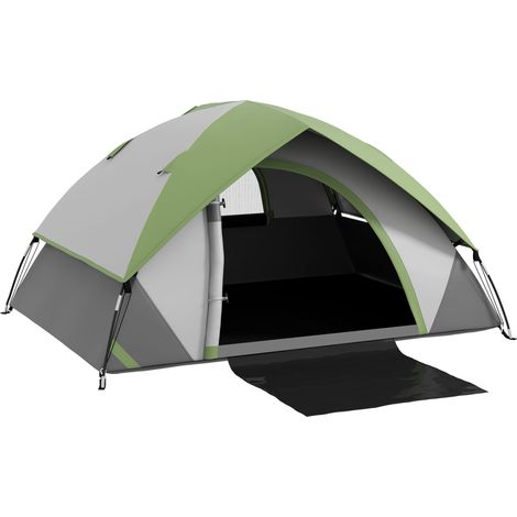 Tienda de campaña para 2 personas, apta para 3-4 estaciones, impermeable y ventilada (3000 mm), fácil de montar, color gris