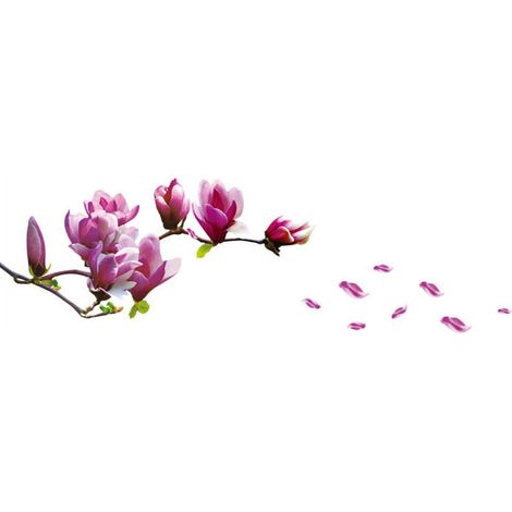 Décoration murale Stickers pour Salle de Séjour Frais de Magnolia Fleur Sticker Mural Autocollant Amovible en Pvc Sticker Mural Décoration Photos de pour Vivre Roo,Style 1 (1/2)