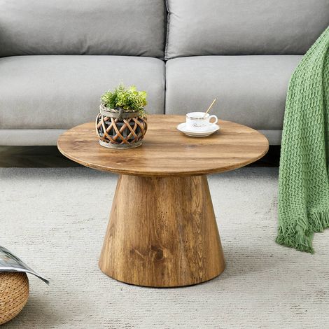 Table d’appoint ronde ø60 cm mdf effet bois naturel hauteur 35 cm style moderne (1/5)