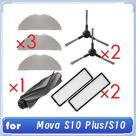 Pièces de rechange pour aspirateur robot Mova S10 Plus/S10 : brosse latérale rotative, filtre HEPA et lingette de nettoyage (1/5)