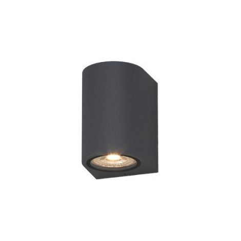 Top light murale led lione ap gu10 ip65 à émission unique, aluminium et verre, finition métal gris-anthracite