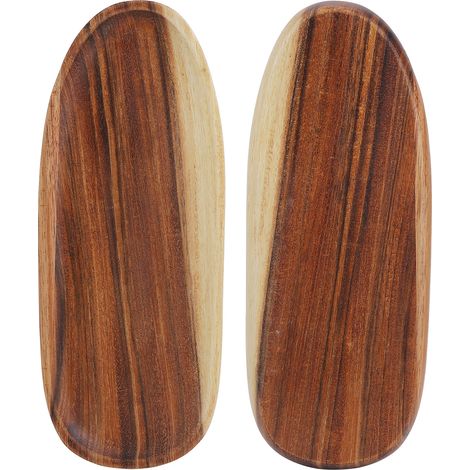 Assiette plate de forme irrégulière en bois d'acacia naturel, plateau en bois massif pour hôtel et restaurant, pour en-cas, desserts, fruits, 30 x 12 cm. (1/5)